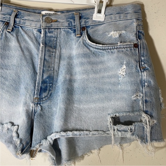 NEW! AGOLDE Parker Button Fly High Waist Distressed Denim Shorts. 31. - Picture 8 of 12